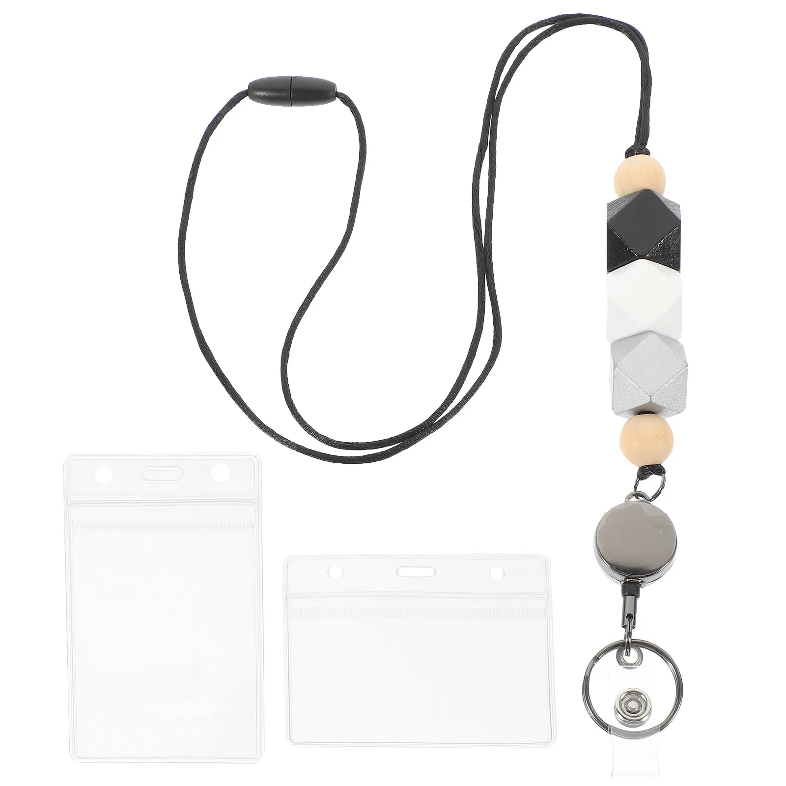 1Set Wear-Resistant Transparent Card Holder with Neck Lanyard for Id Badge Name Tag Employee Security Protection Gift
