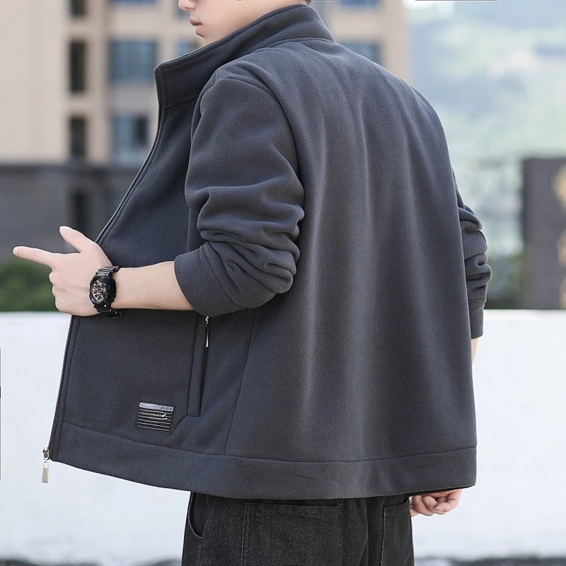 

Men's warm jacket autumn and winter fleece jacket men's sports running outdoor camping, hiking thick fleece warm hoodie