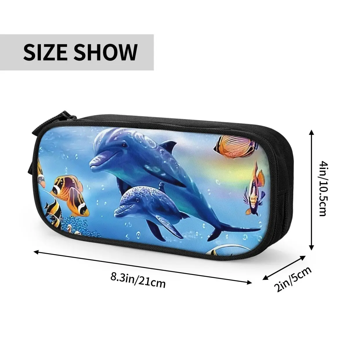 Custom Sea Creature Dolphin Fish Cute Pencil Cases Girls Boys Large Capacity Ocean Animal Pencil Pouch Students Stationery