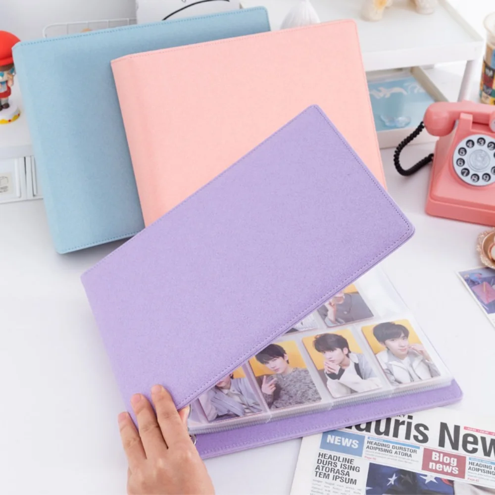 Horizontal Glitter Starry PU Leather 3-ring Card Binder Photo Album 7/8 Pocket for 3