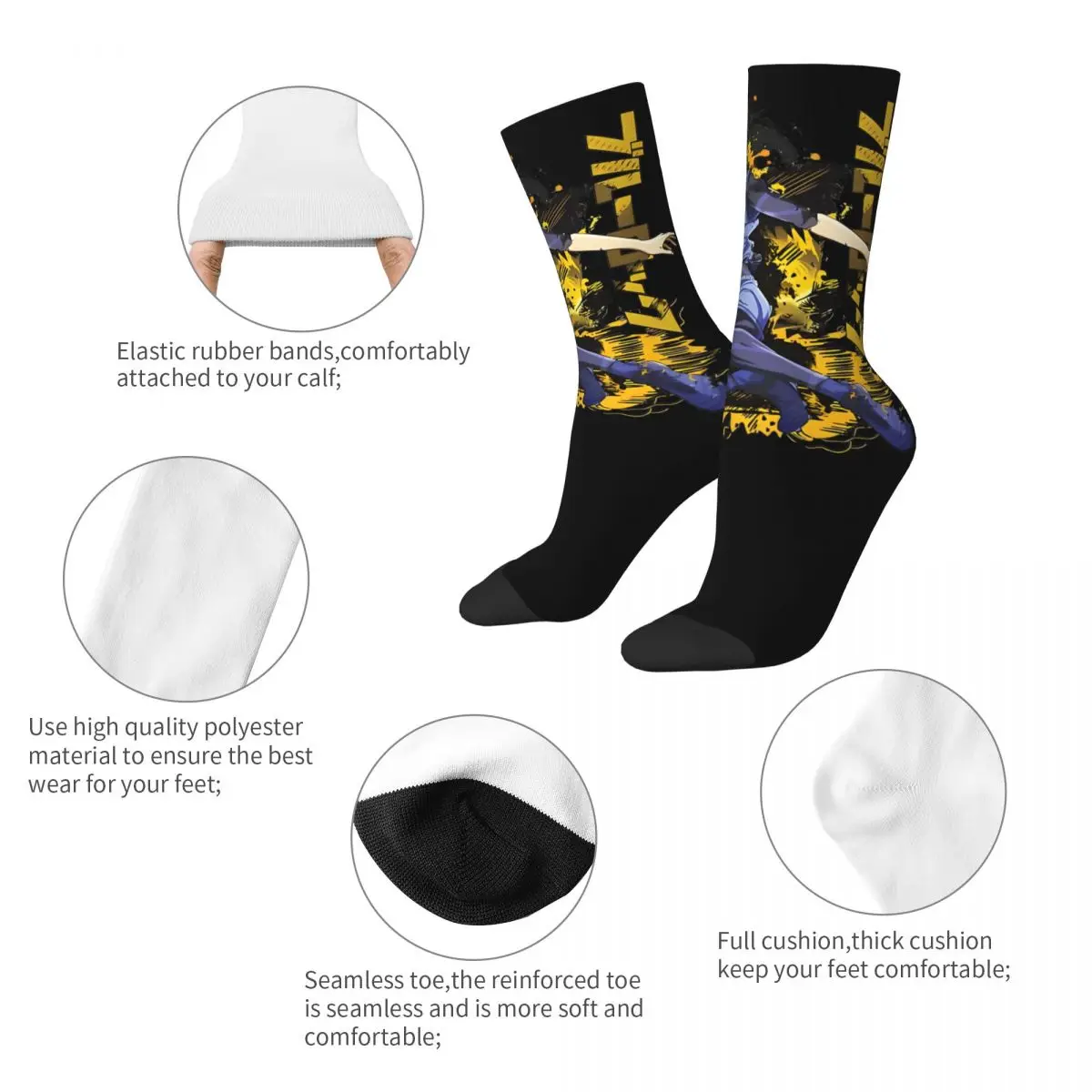 Blue Lock Bachira Meguru Football Cartoon Socks for Women Men Merchandise All Season Cute Long Socks Sweat Absorbing