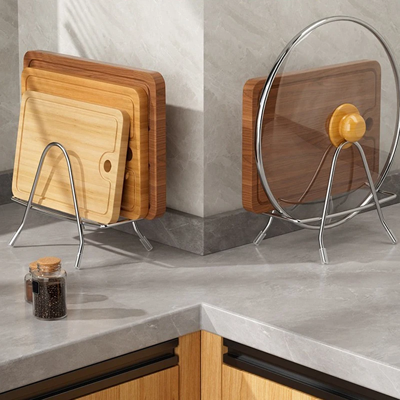 

Chopping Board Holder Stainless Steel Pan Lid Rack Cutting Board Stand Holder Kitchenware Organizer For Cutting Board Pot Lid