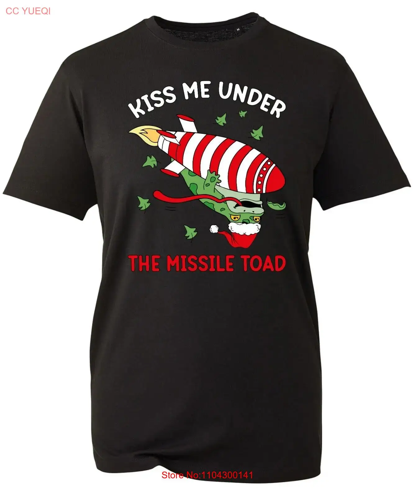 kiss Me Under The Missile Toad T-Shirt Funny Xmas Frog Santa Meme Vintage Winter