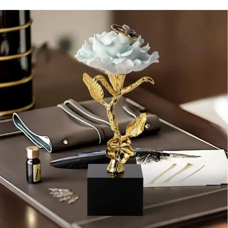 

#For Metal Ceramic Flowers Ornament Living Room Decorative Crafts Sculpture Statue Household Accessories Figurines Miniatures Gi
