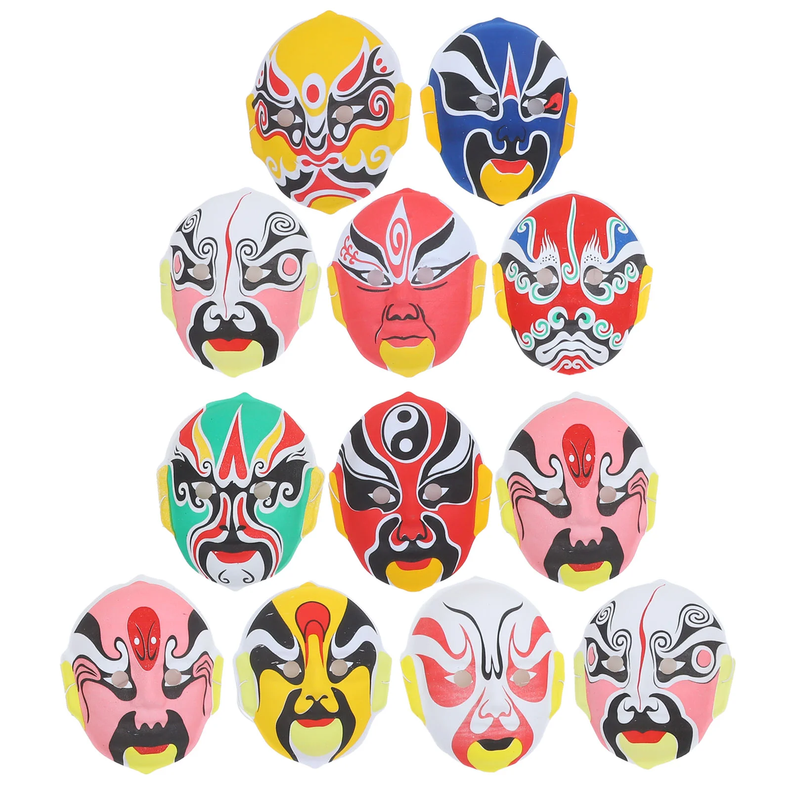 12 Pcs Face Mask Flocking Cosplay Dedicated Chinese Style Opera Party Beijing The