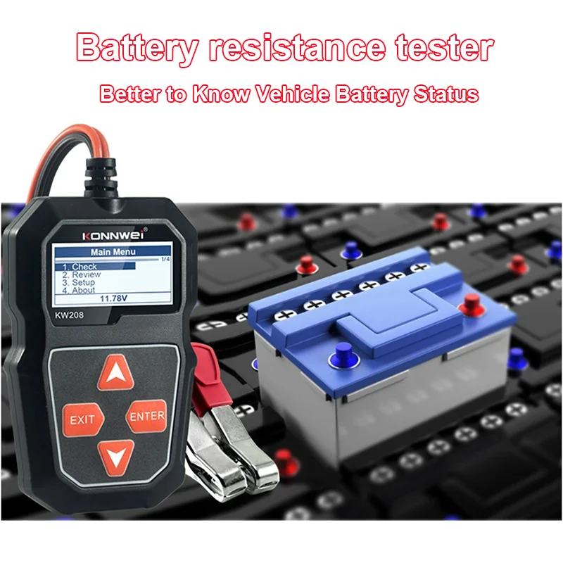 KONNWEI KW208 12V Car Battery Tester 100 to 2000CCA Cranking Charging Circut Tester Battery Analyzer 12 Volts Battery Tools