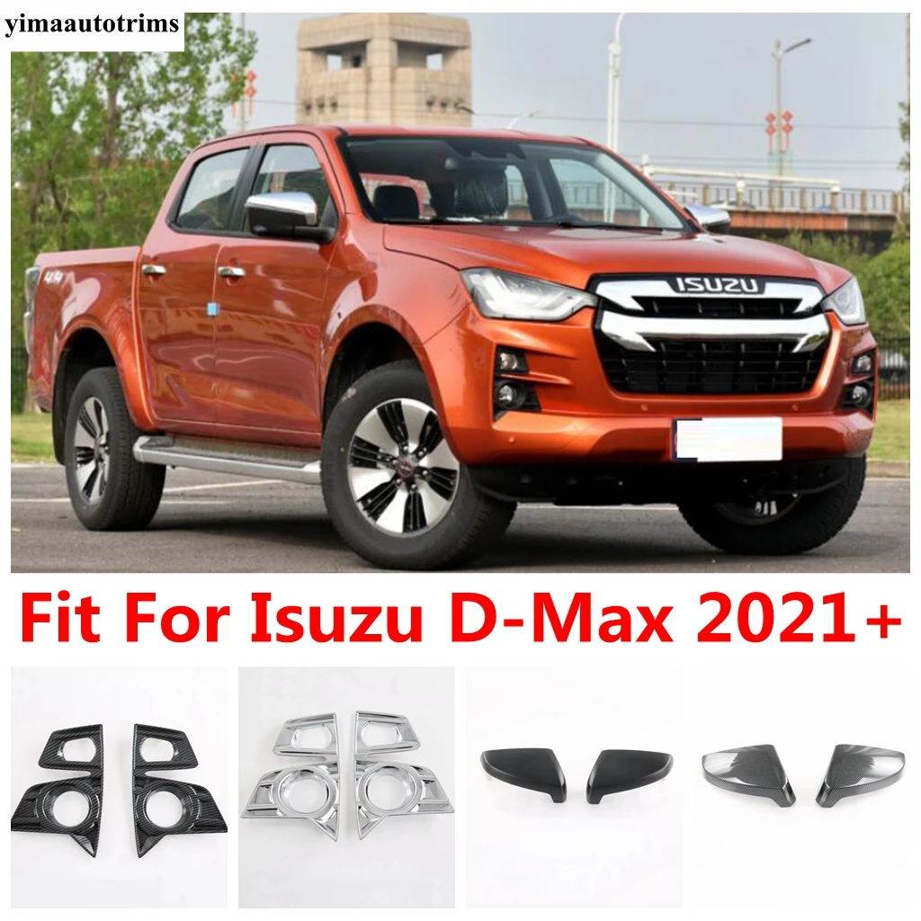 

Rearview Mirror Cap Shell / Front Fog Light Lamp Cover Kit Trim For Isuzu D-Max 2021 2022 ABS Chrome / Carbon Fiber Accessories