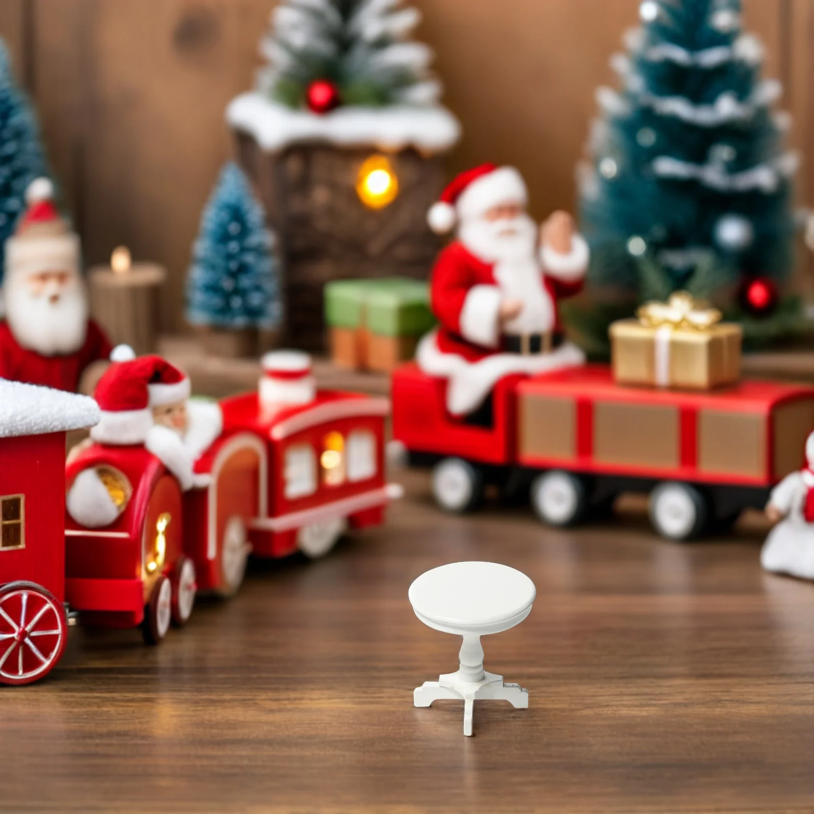 

2Pcs Miniature Round Table White Wooden Dollhouse Furniture for Fairy Garden Pretend Play Scene Building Decoration Accessories