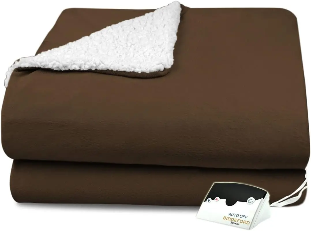 Micro Mink Sherpa Heated Blanket with Therapeutic Heat Settings, Machine Washable, Safety Tested & Approved - Perfect for Warm,