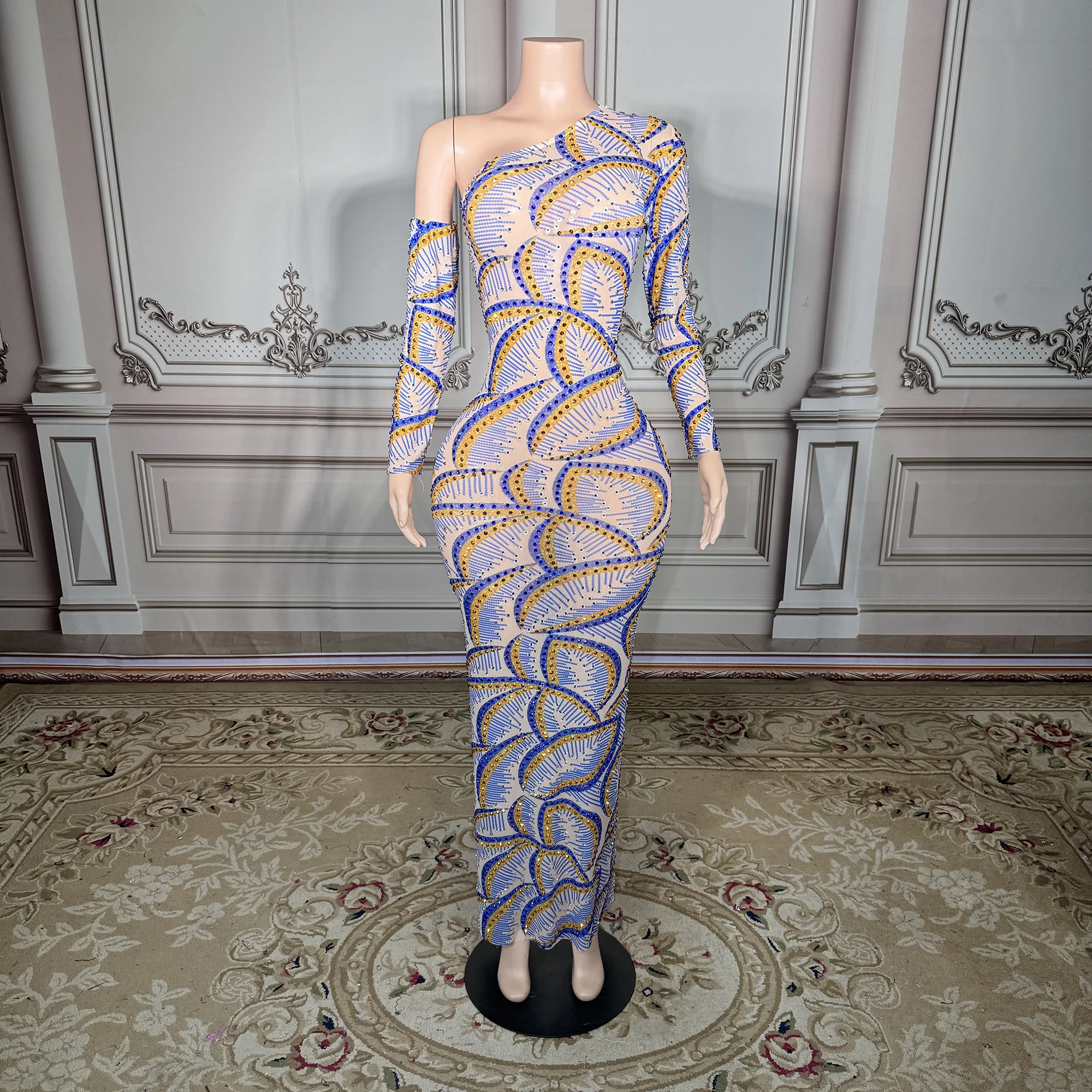 

ZD Formal Dress Patterns Shinny Diamond Mesh See Through Blush Wedding Elegant Casual Dresses for Girls