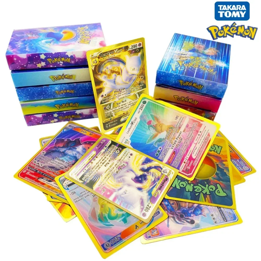 27-55Pcs Pokemon 3D Cards Colorful Shining Gold Silver Black English Vmax Gx Charizard Pikachu Collection Card Kids Toys Gifts