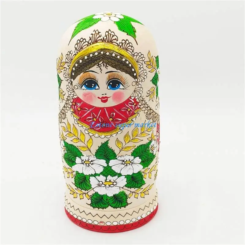 090B ماتريوشكا دمية التعشيش الروسية دمى التعشيش الروسية رسمت باليد 10 طبقة لعبة خشبية توفير المساحة للأطفال الترفيه