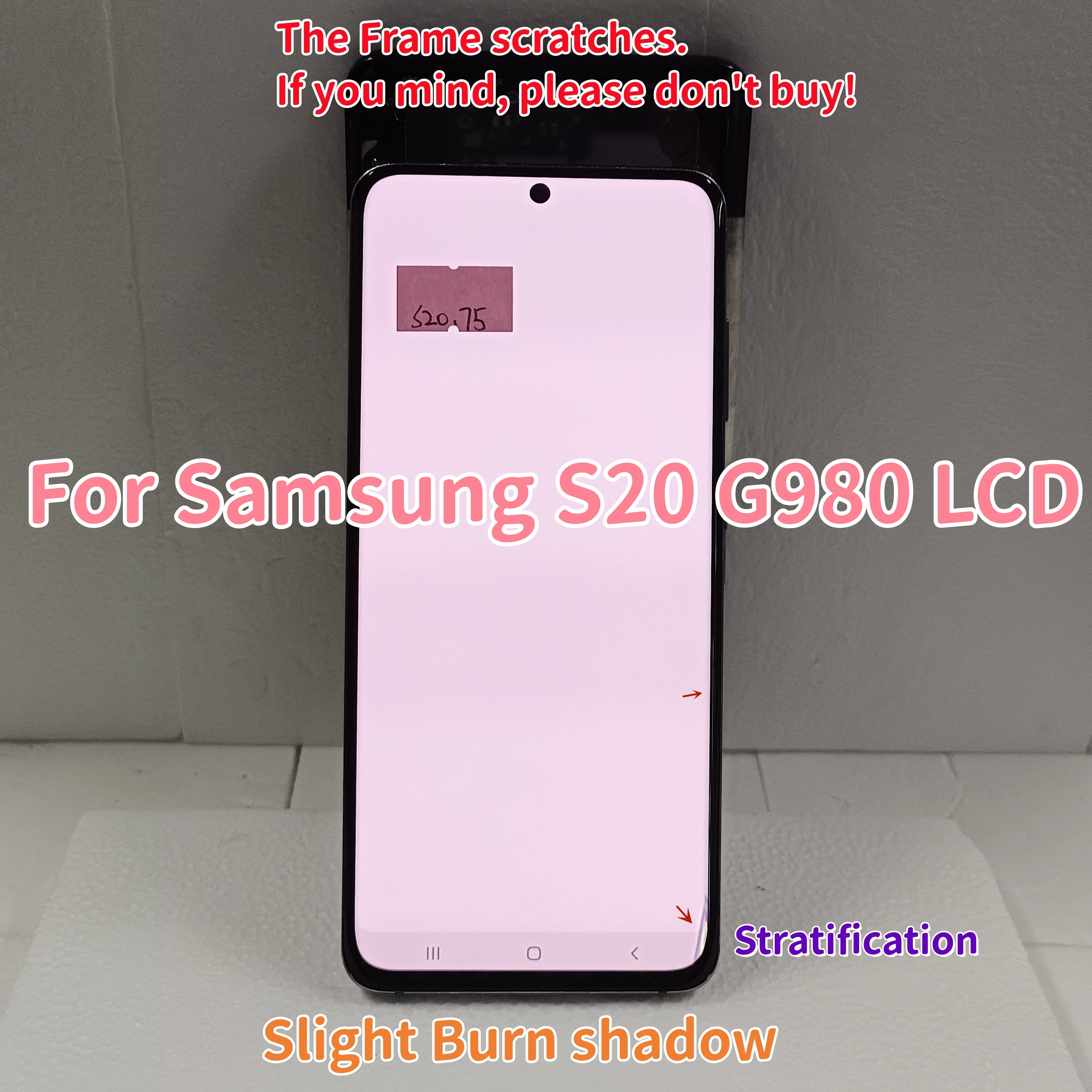 

100% Tested AMOLED LCD For Samsung Galaxy S20 LCD With Defect G980 G980U G980F/DS Display Touch G981B Screen Digitizer Assembly