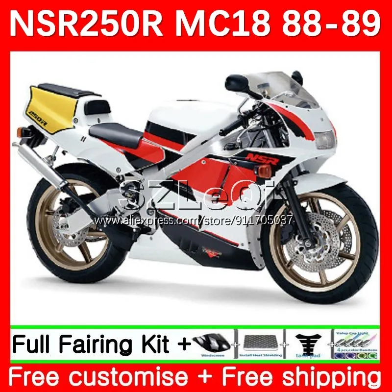 Red White Body + Decal For HONDA NSR250 NS NSR 250 R RR 250R 23No.75 PGM2 MC16 MC18 NSR250R 88 89 NSR250RR 1988 1989 Fairing