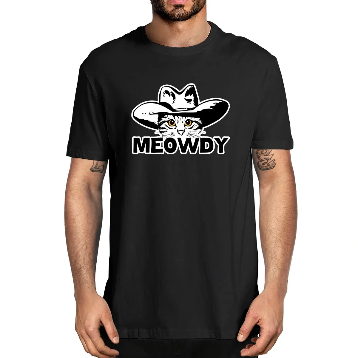 Meowdy Funny Mashup Between Meow And Howdy Cat Meme 100% Cotton Summer Men's Novelty Oversized T-Shirt Women Casual Streetwear