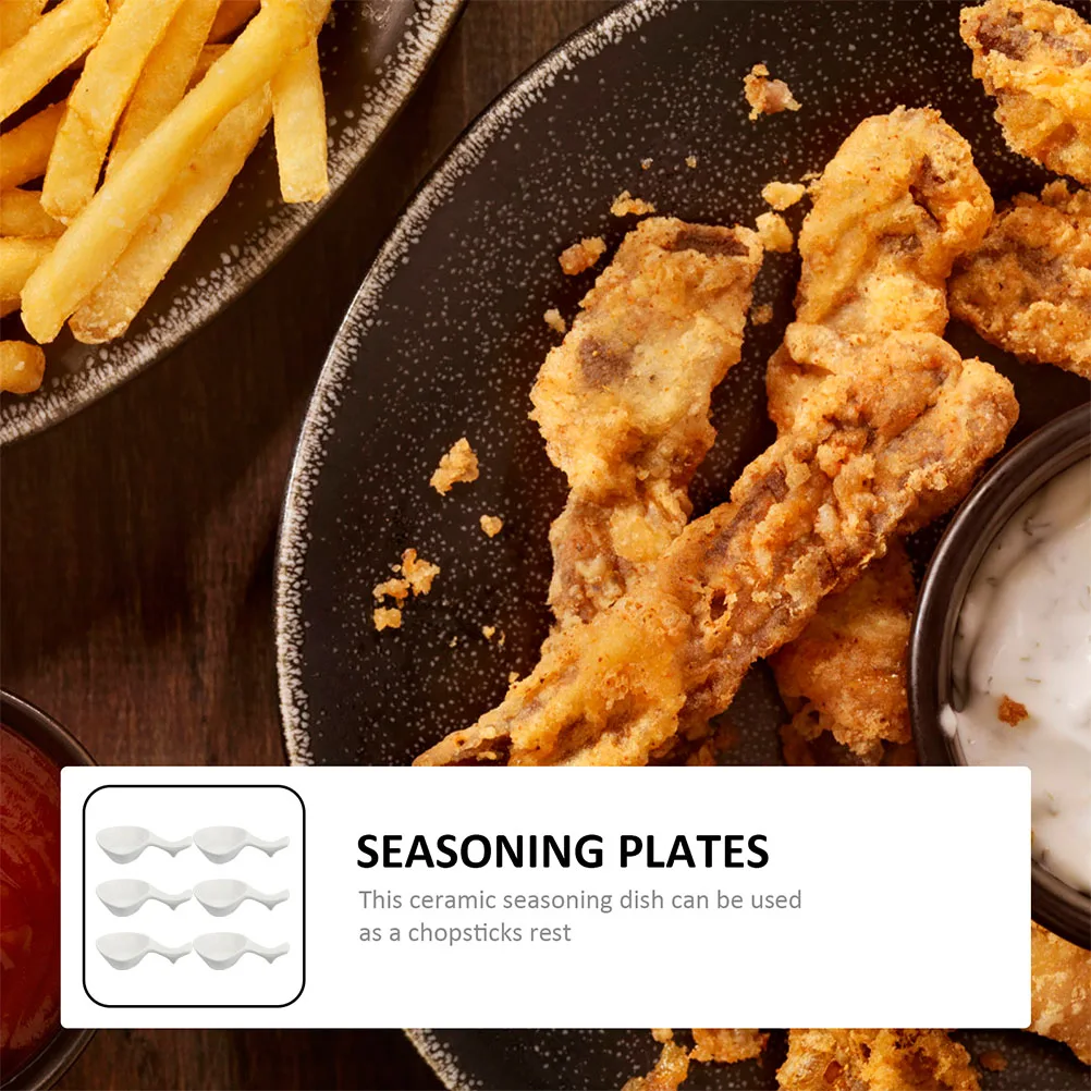 

6Pcs Dipping Sauce Dish Ceramic Chopstick Rest Set Elegant Condiment Plate for Mustard Chili Oil Kitchen Tableware Utility Dish