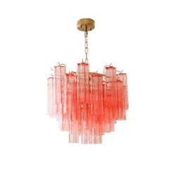 2026 New Trend French Design Pink White Glass Art Chandelier Lighting Hanging Lamps Suspension Luminaire Lampen For Living Room