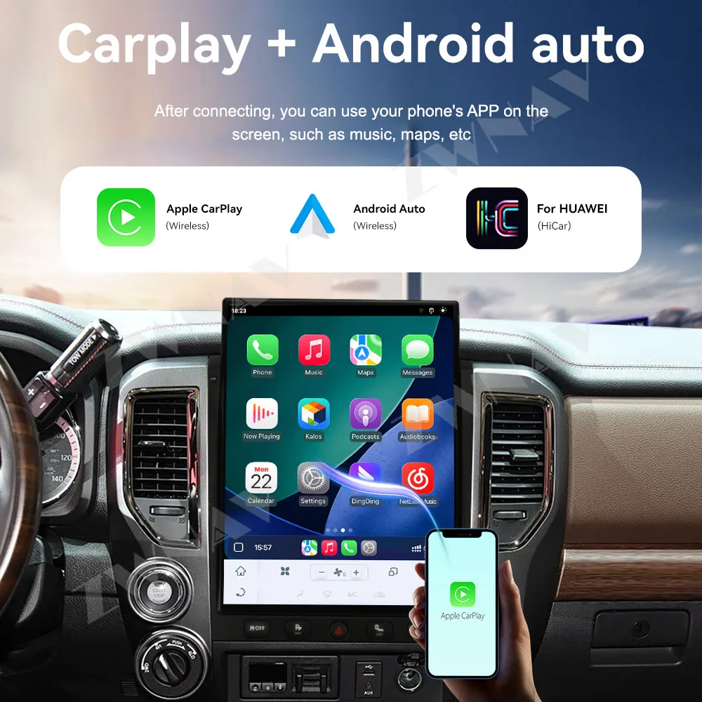 안드로이드 13 카플레이 15.6인치 터치스크린 닛산 타이탄 2016-2019용 GPS 내비게이션 오디오 스테레오 라디오 수신기 헤드 유닛 자동차