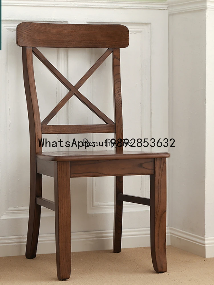 country ash wood single fork dining chair restaurant seat