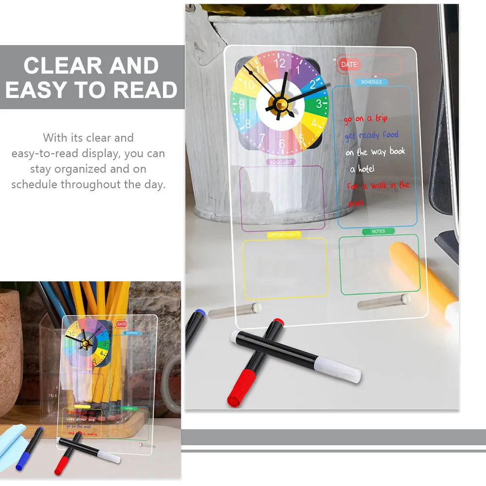 1Set Acrylic Standing Memo Board Transparent Dry Erase Whiteboard for Desk Tabletop Multi-Function Erasable Office Note Planning