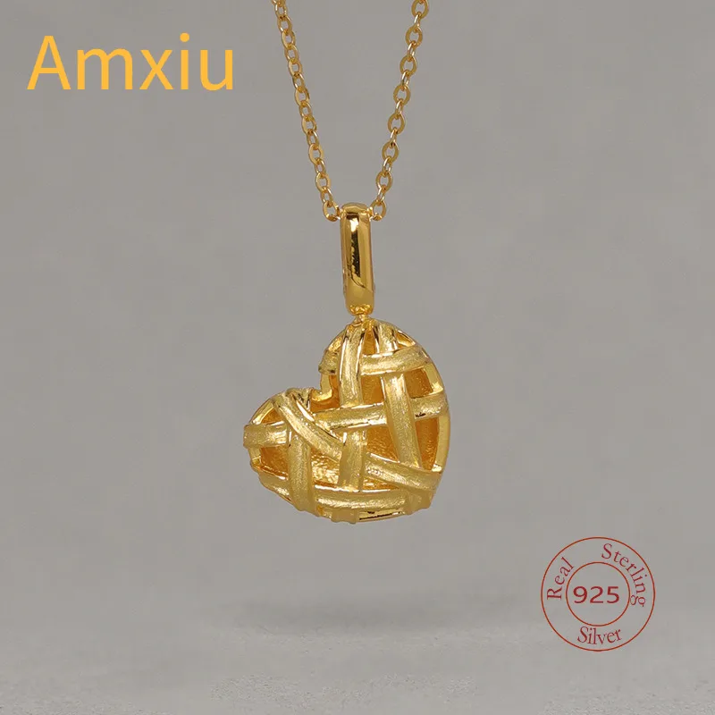 amxiu-s925-スターリングシルバー-フレンチロマンティックハート-ハンドメイドネックレス-気質-ニッチデザイン