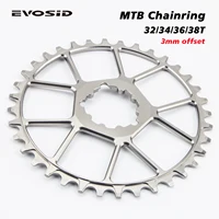 Plato de bicicleta EVOSID MTB 3mm de compensación 32T/34/36T/38T rueda de cadena de bicicleta de montaña para rueda de manivela de montaje directo de 10 11 velocidades