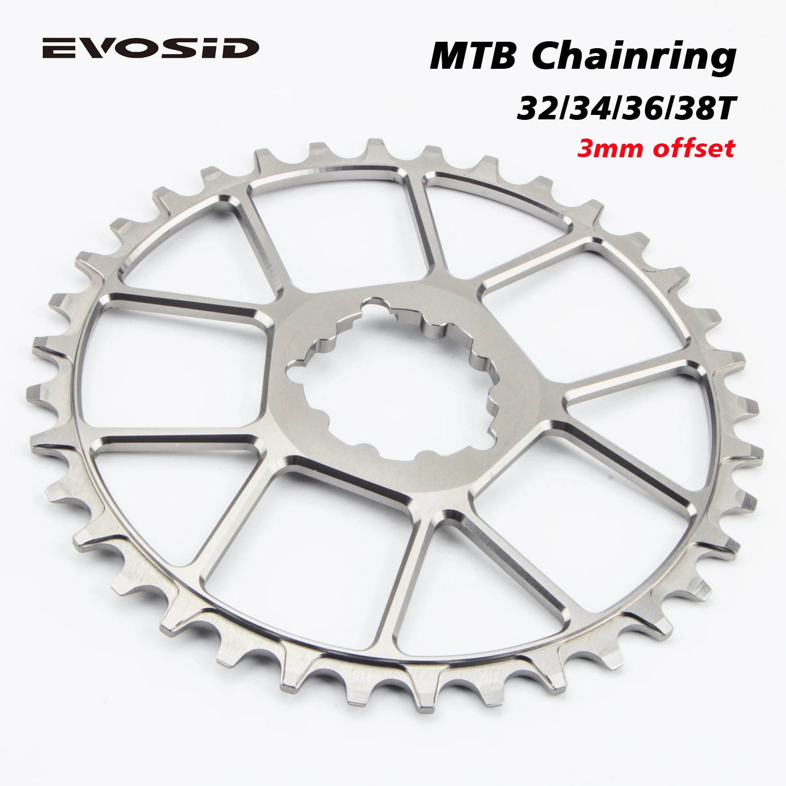 EVOSID MTB Bicycle Chainring 3mm Offset 32/34/36/38T Mountain Bike Chainwheel For 10 11Speed Direct Mount Crank