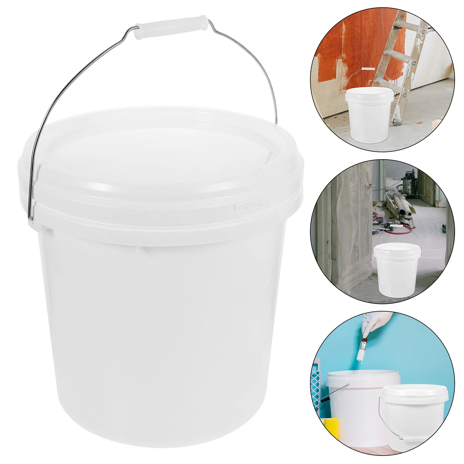 دلو طلاء سعة 2.2 جالون مع مقبض دلو تخزين محكم حاوية بلاستيكية متينة فارغة لمنظم أدوات الطلاء