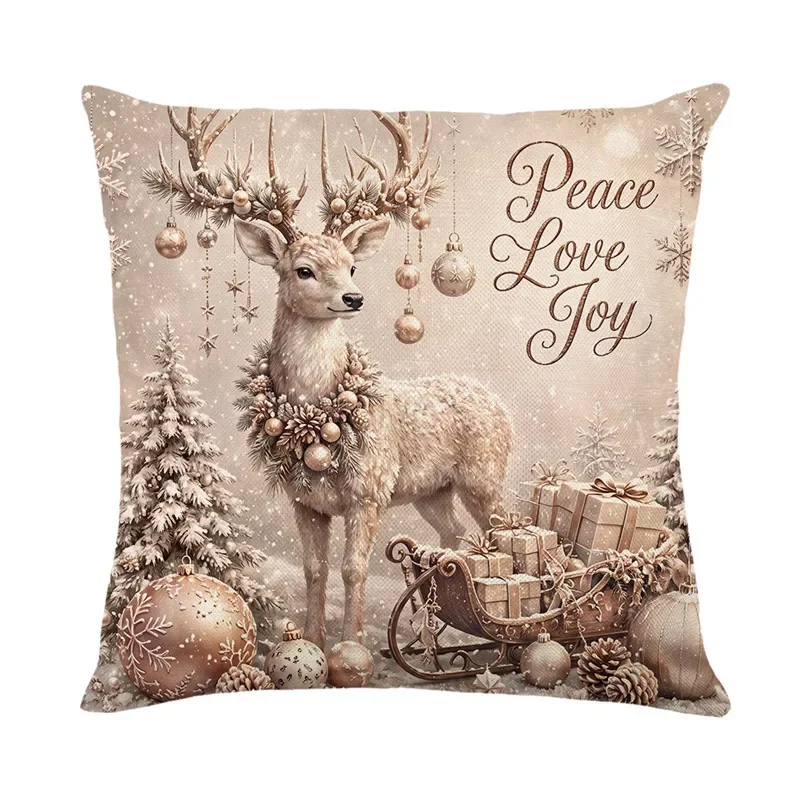 Merry Christmas Cushion Cover Lovely Santa Claus Penguin Deer Print for Sofa Bed Chair Christmas Home Decor Christmas Gift