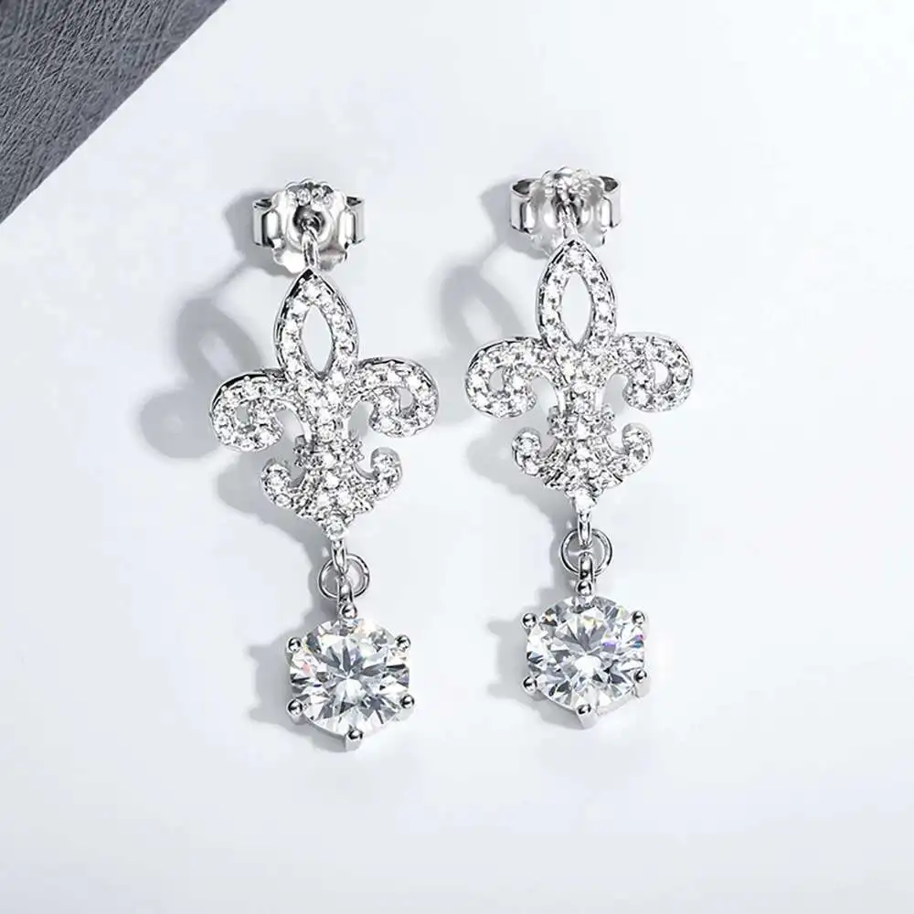 BIJOX STORY 1ct Colors Moissanite Stud Earrings GRA Certified Lab Created Diamond 925 Sterling Silver Wedding Jewelry for Women