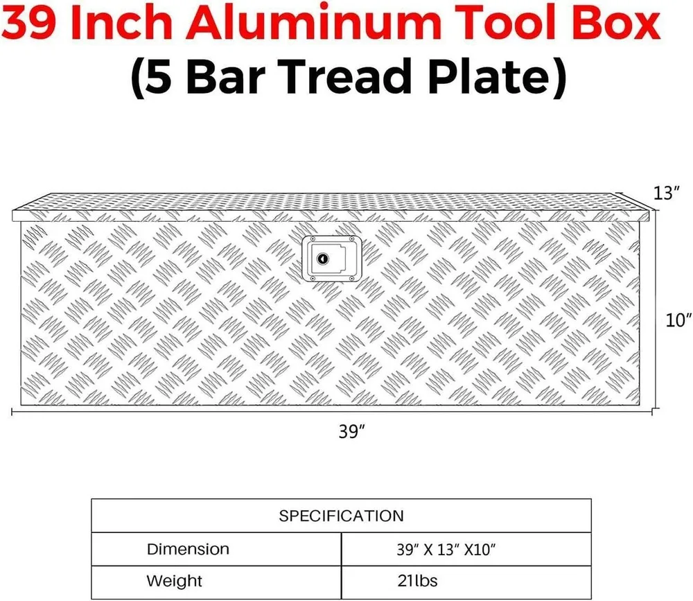 39 "X13" X10 "NERO PICKUP IN ALLUMINIO CAMION TRASCO LETTO SCATOLA DE TOOL TRAILER STORAGE + BLOCCO + 2 maniglie + 2 aste ad aria GJX-1015