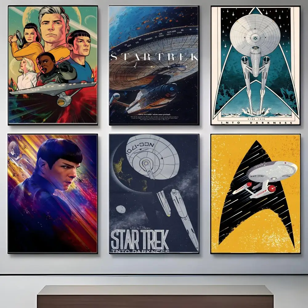 Vintage Sci Fi Movie S-Star trek Poster  Self-adhesive Art Waterproof Paper Sticker Coffee House Bar Room Wall Decor view 3
