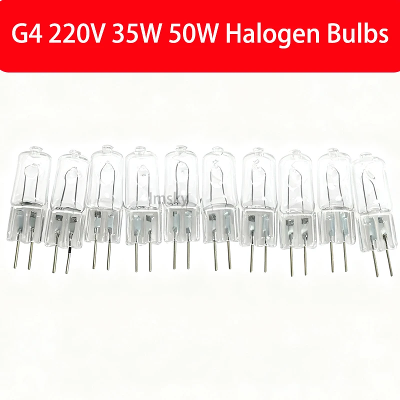 10pcs 2pcs 5pcs Halogen Bulbs G4 220V 35W 50W Halogen Bulbs Lamp Globe Lot JC 2 Pin Lamp Warm White Replacement
