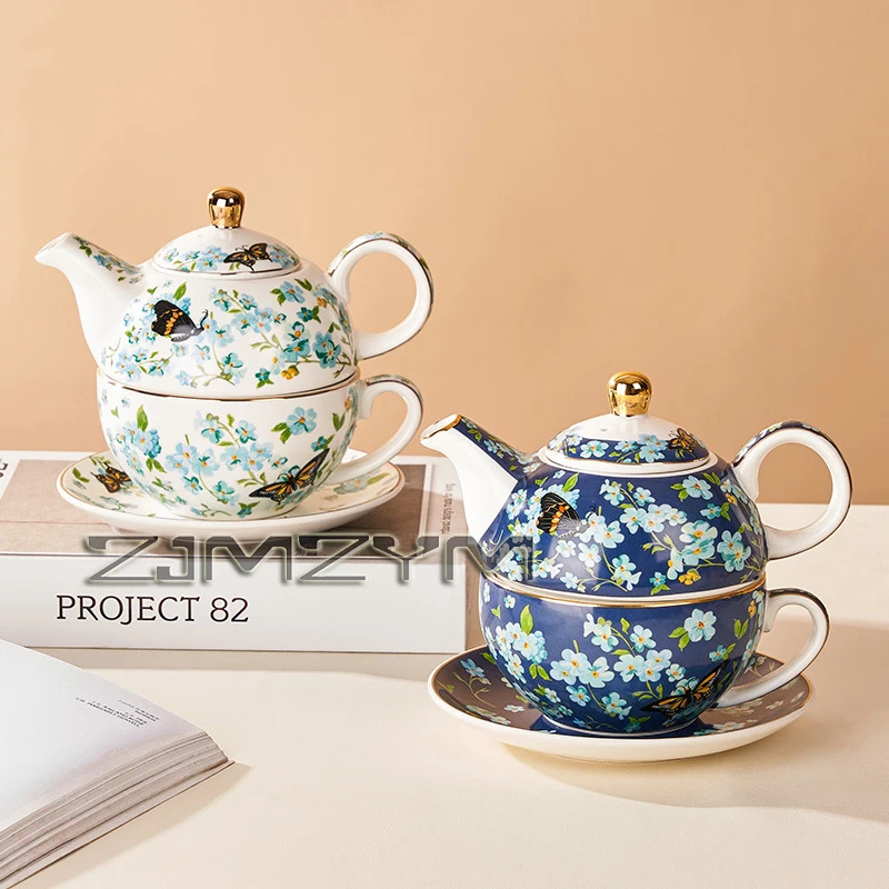 Elegant Ceramics Tea Pot, Tea Cup and Saucer, Gold Decals, Phalaenopsis Orchid Design, Coffee Cup, Water Mug, Drink Pot