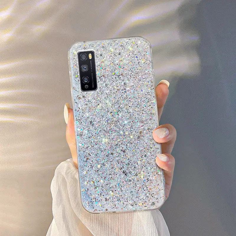 Shiny Glitter Silicone Case for vivo Y20 Y11 Y11S Y12S Y21 Y21S Y33S Y50 Y51 Y76S Y77 V20 V21 Gold Silver Foil Soft Back Cover