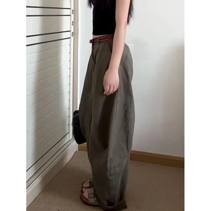 Randomly Distributed Women's High Waist Wide Leg Pants Zipper Closure Polyester Cotton Blend Casual Wear All Seasons