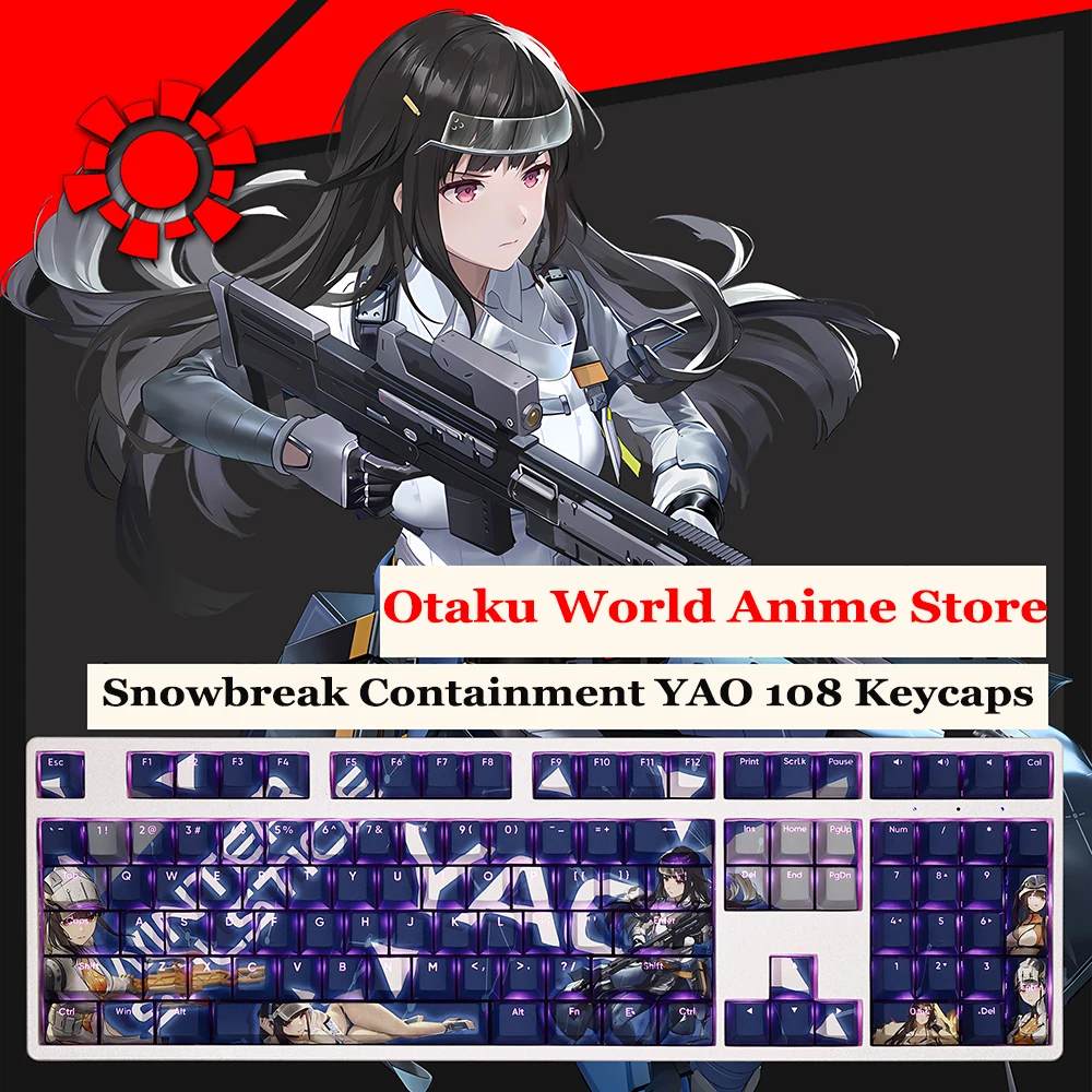 Anime Snowbreak Containment Yao Mechanical Key Cap PBT Translucency 108 Keycaps Table Decoration Anime Lover Keyboard Accessory