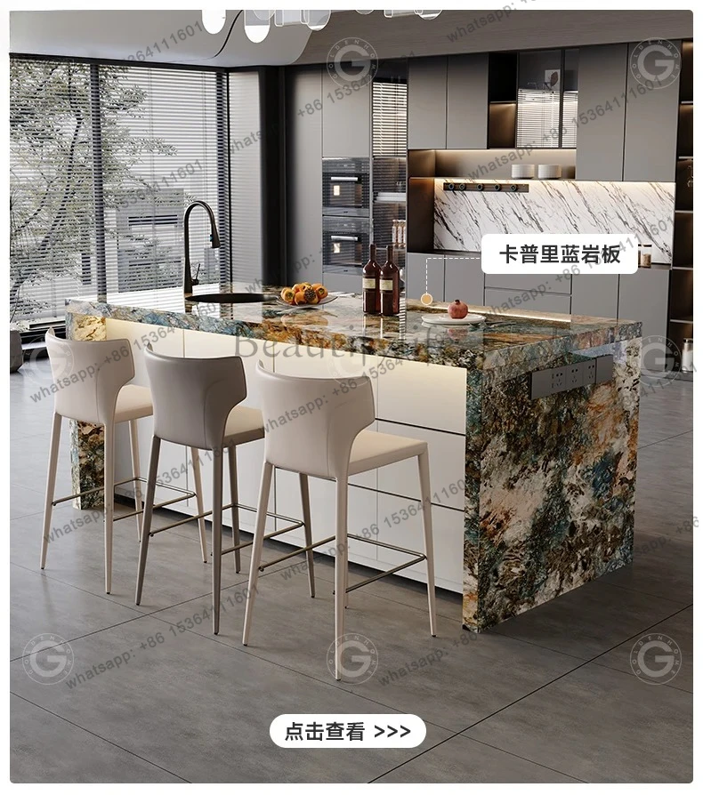 Dining Table Integrated Tea Table Open Kitchen Partition Rock Slab Multi-functional Mid-guide  Operation Table