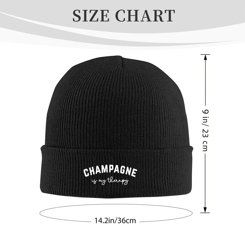 Champagne is My Therapy Knit Beanie Hat Soft Warm Winter Cap for Men Women Daily Wear