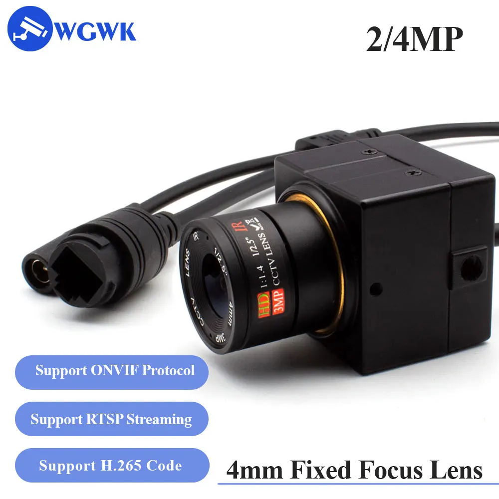 

WGWK Mini Camera Security Protection CCTV POE H.265 With 4mm Fixed Focus CS Lens P2P IP Camera POE48V Onvif Industrial Camera