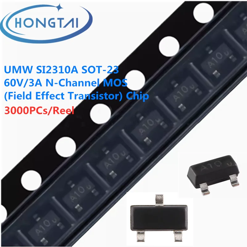 

3000PCs/Reel Free Shipping UMW SI2310A SOT-23 60V/3A N-Channel MOS (Field Effect Transistor) Chip Original New