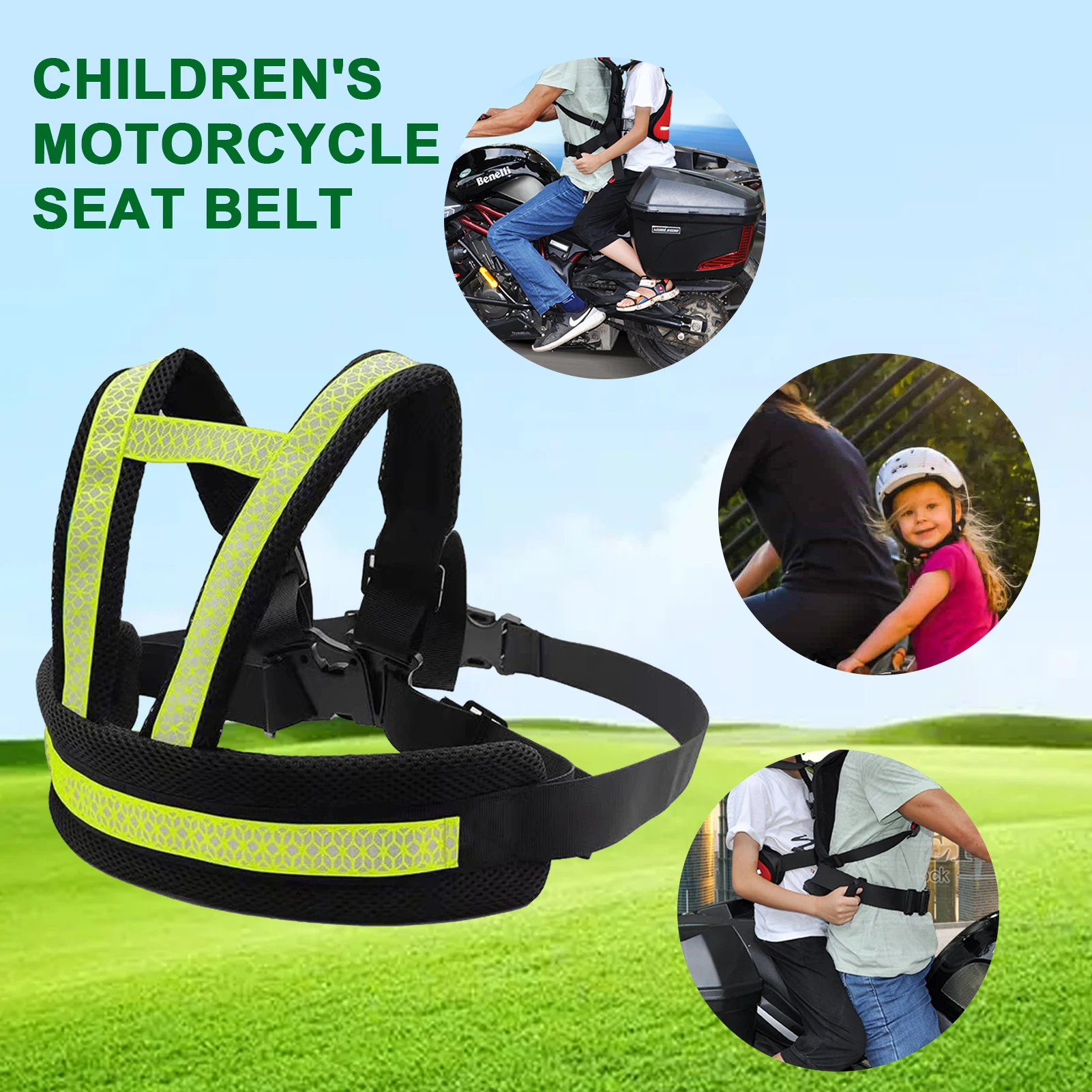 Cinturón de seguridad para niños, arnés de seguridad para asiento trasero, para montar en bicicleta y motocicleta
