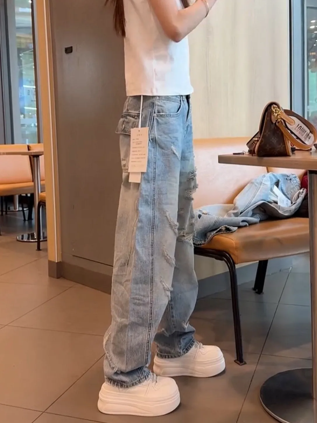 

Summer 2026 Women's plus Size Denim Jeans High Waist Straight Leg Torn Blade Wide Leg Pants Slimming Fashionable Conceal Meat