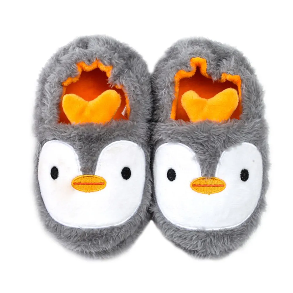

1Pair Cartoon Penguin Cotton Slippers for Kids Winter Warm Non-Slip Home Shoes Child Comfortable Indoor Wearable Slipper