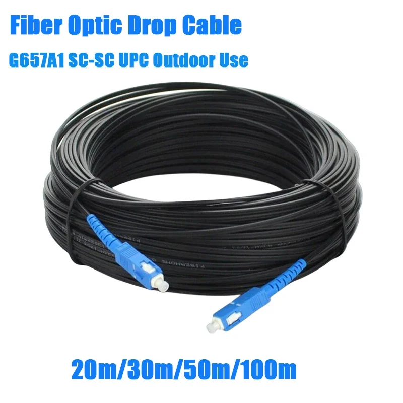 80M G657A1 Fiber Wire SC/UPC-SC/UPC FTTH Outdoor Drop Fiber Optic Cable Single Mode optical fiber wire Internet