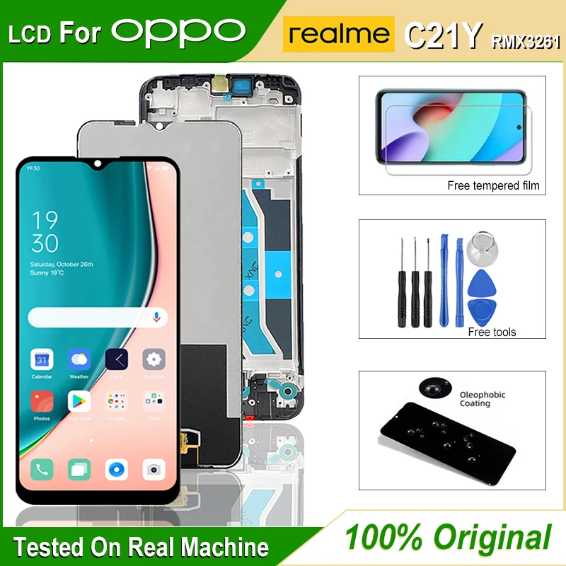 Оригинальный 6,5-дюймовый Дисплей Для Realme C21y, Емкостный Сенсорный Жк-экран, Черный Ips-экран С Разрешением 1520x720