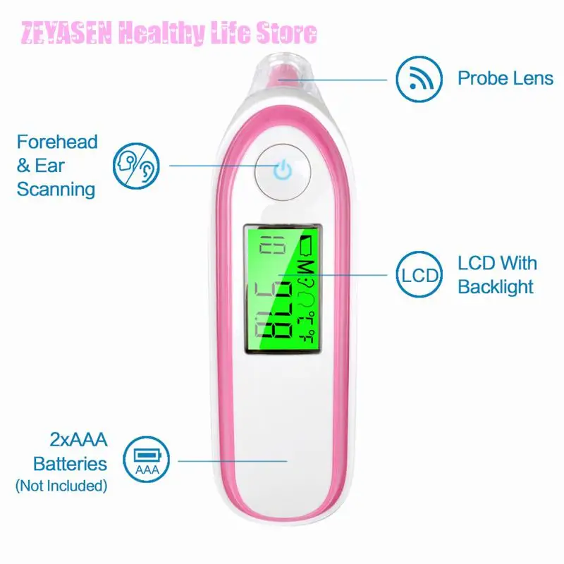 Zeyasen 2025 детский термометр, инфракрасный цифровой ЖК-дисплей для измерения тела, лба, ухо, бесконтактный ИК-термометр для взрослых, детский термометр