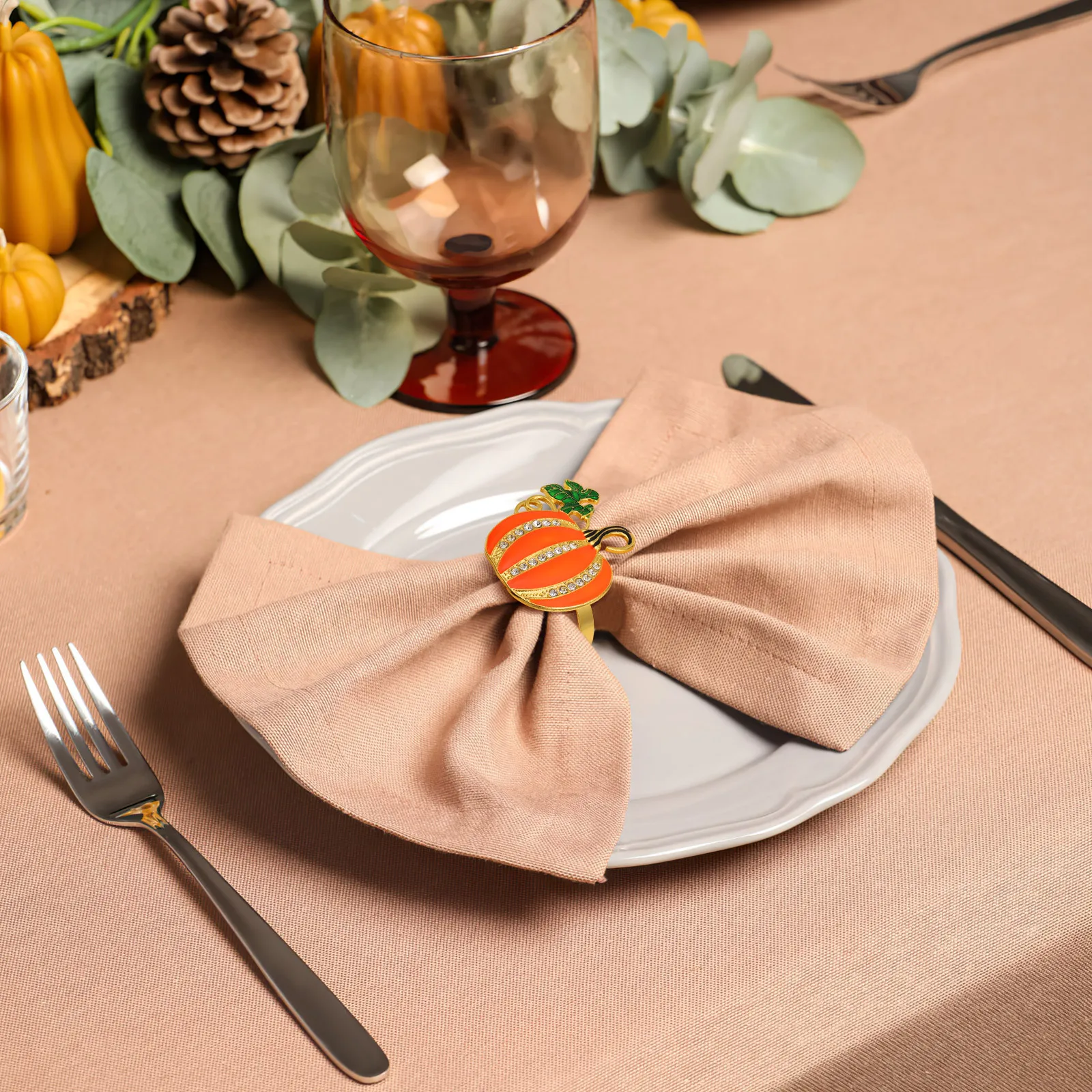 

4Pcs Harvest Festival Napkin Buckles Decorative Metal Napkin Holders for Banquet Holiday Event Table Decoration