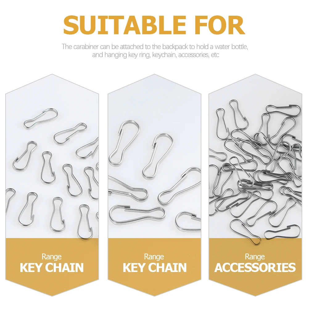 

100pcs Spring Buckles Stainless Steel Hooks for Keychains Lanyards Camping Hiking Fishing Travel Accessories Snap Hook