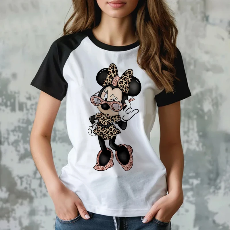 2024 Harajuku Fashion Mickey Tshirt Minnie Mouse Cartoon T-shirt damski T Shirt ubrania damskie Kawaii Disney t-shirty